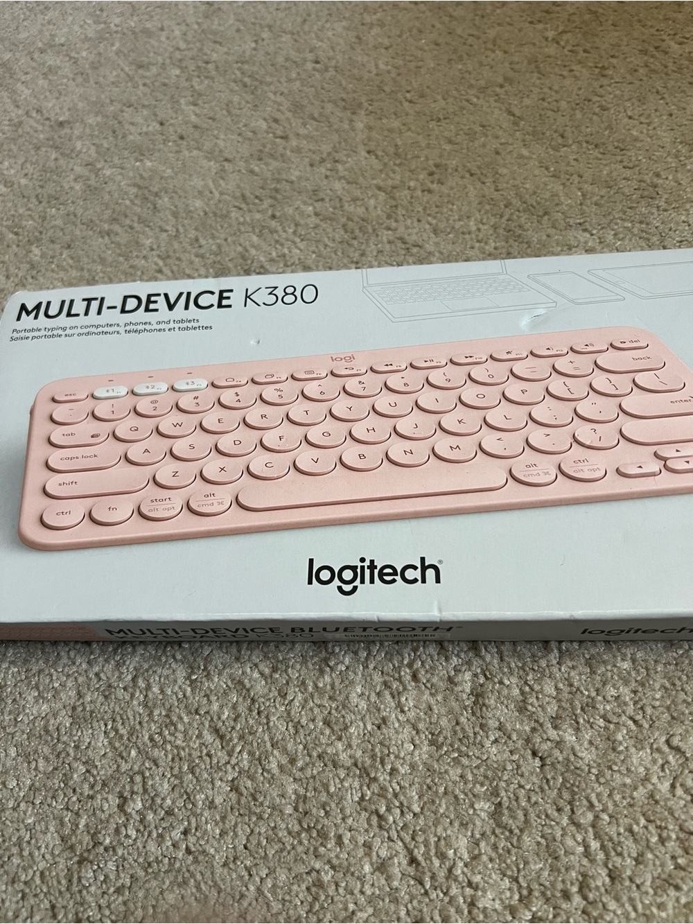 Logitech K380 Compact Bluetooth Keyboard - Light Pink, used twice